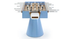 Modern Football Table in Light Blue Capri Iron and Wood Outdoor Indoor