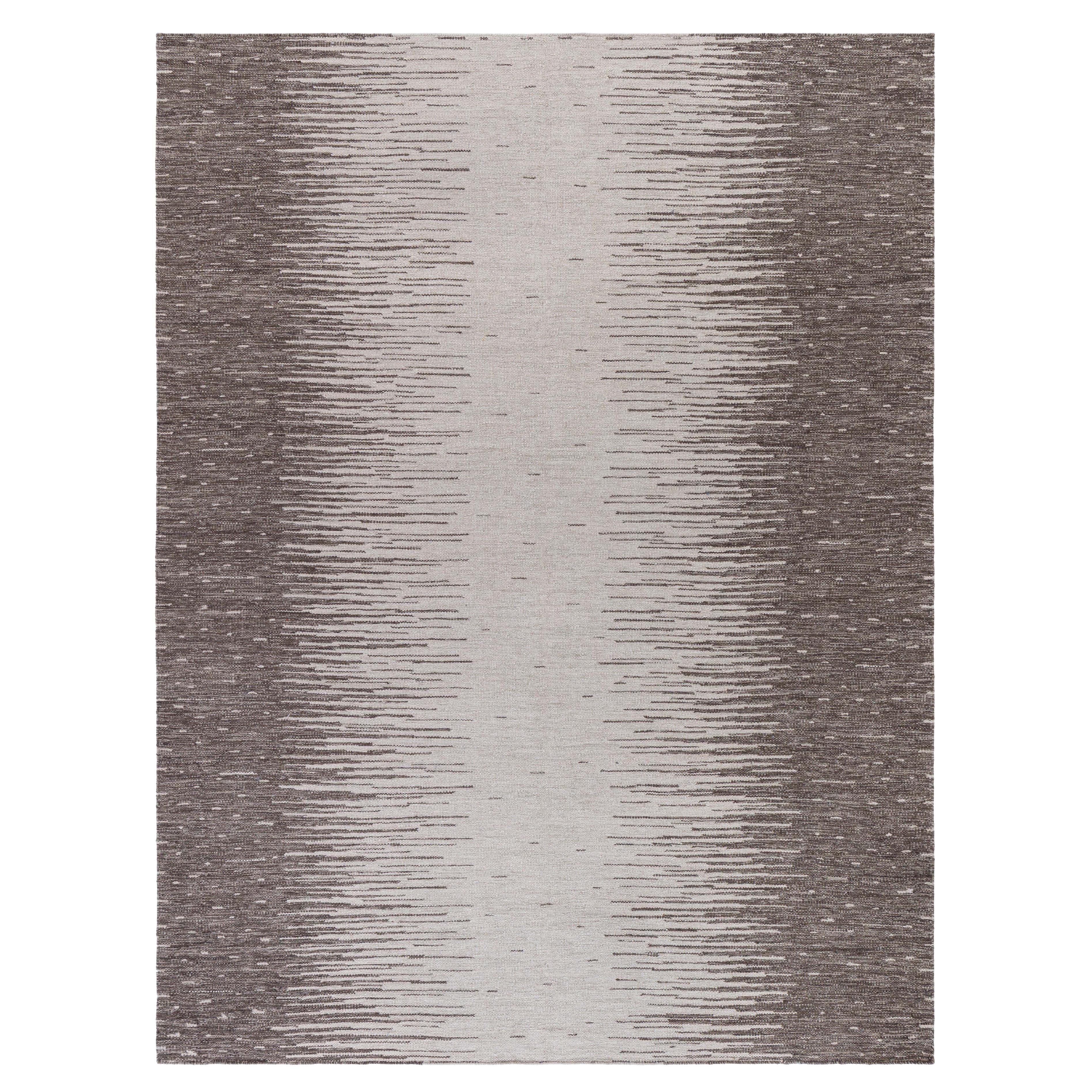 Tapis contemporain Forel de style scandinave en laine marron et beige de Doris Leslie Blau