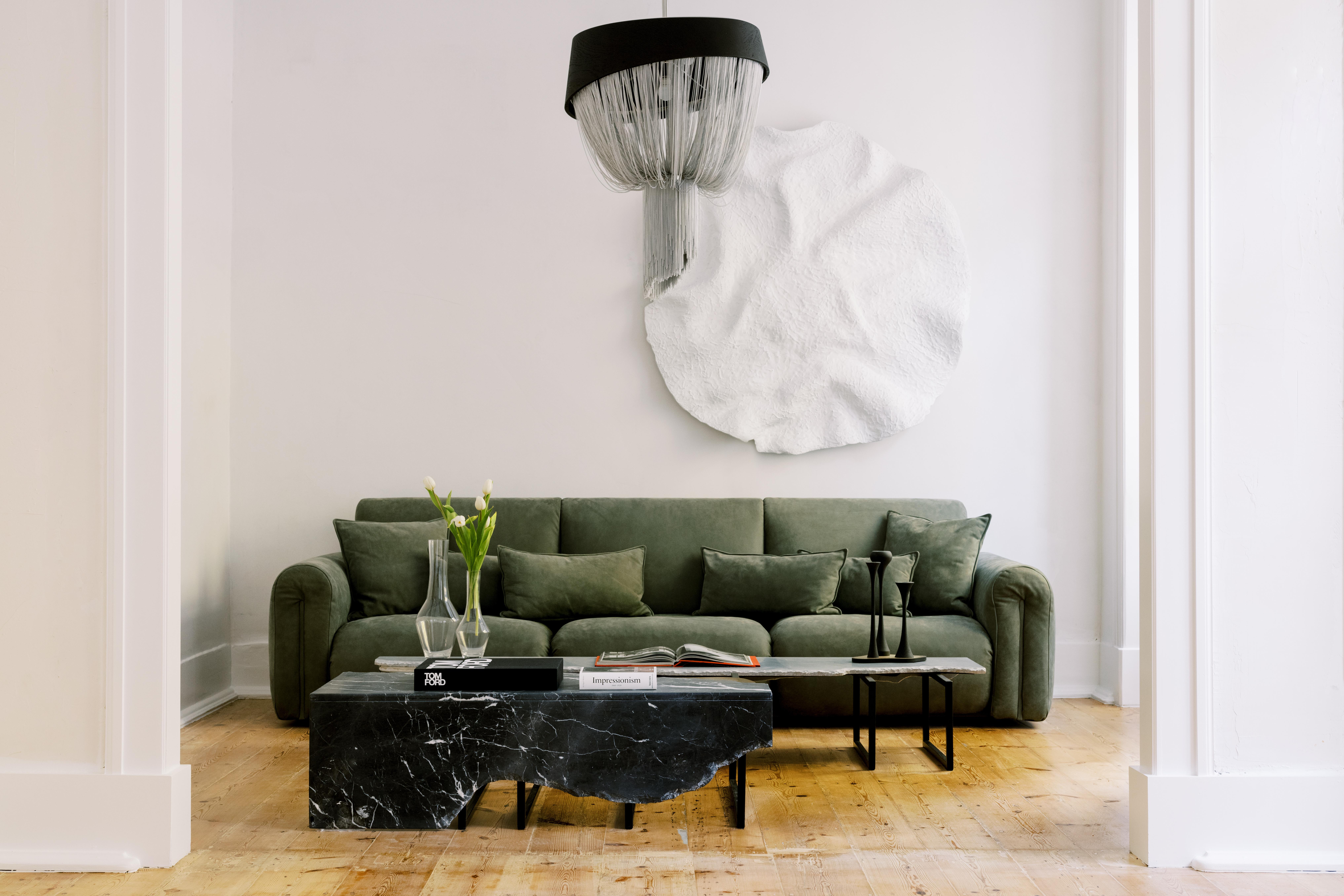 Moderner Forever-Kronleuchter, Eiche, Aluminiumkette, handgefertigt Portugal von Greenapple im Angebot 10