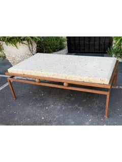 Modern Formations Iron & Fossil Shellstone Coffee Table, 1980s