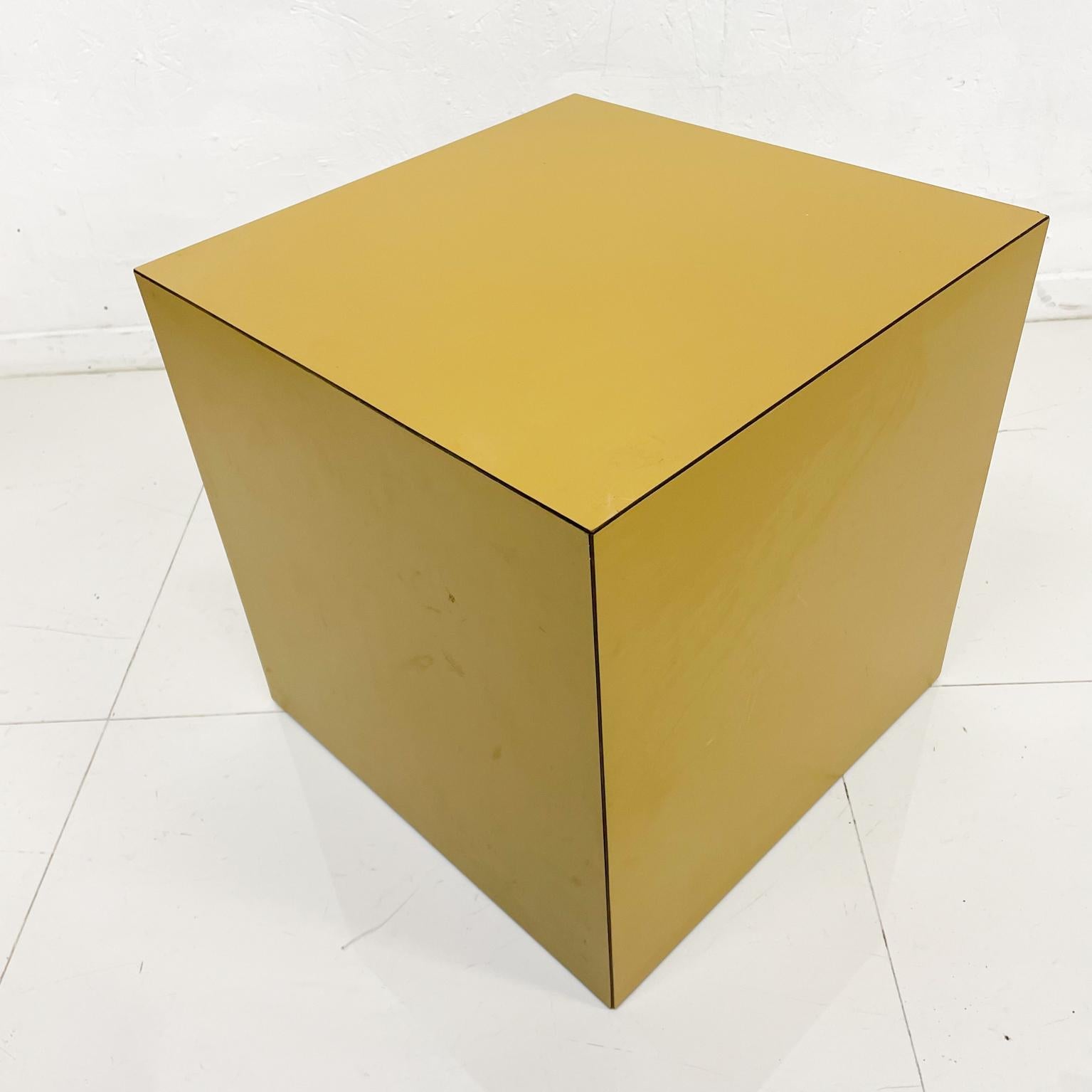 Mid-Century Modern Modern Formica Cube Side End Table in Mustard 1970s Vintage USA