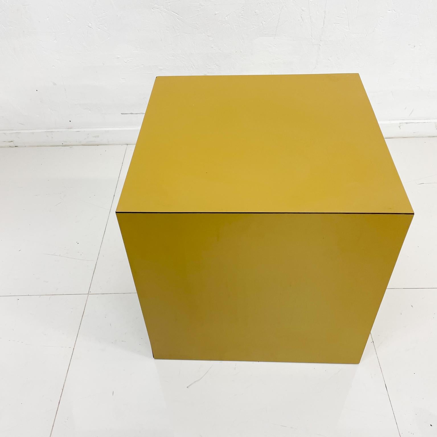 American Modern Formica Cube Side End Table in Mustard 1970s Vintage USA