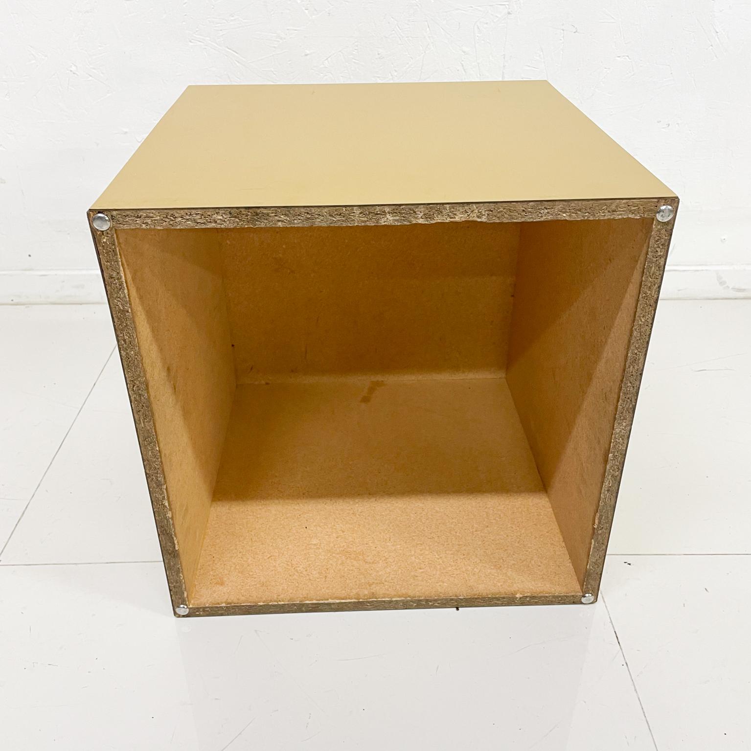 Modern Formica Cube Side End Table in Mustard 1970s Vintage USA 1