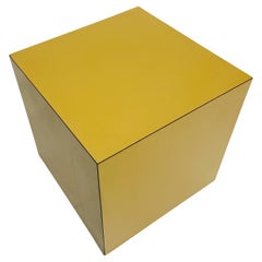 Modern Formica Cube Side End Table in Mustard 1970s Vintage USA