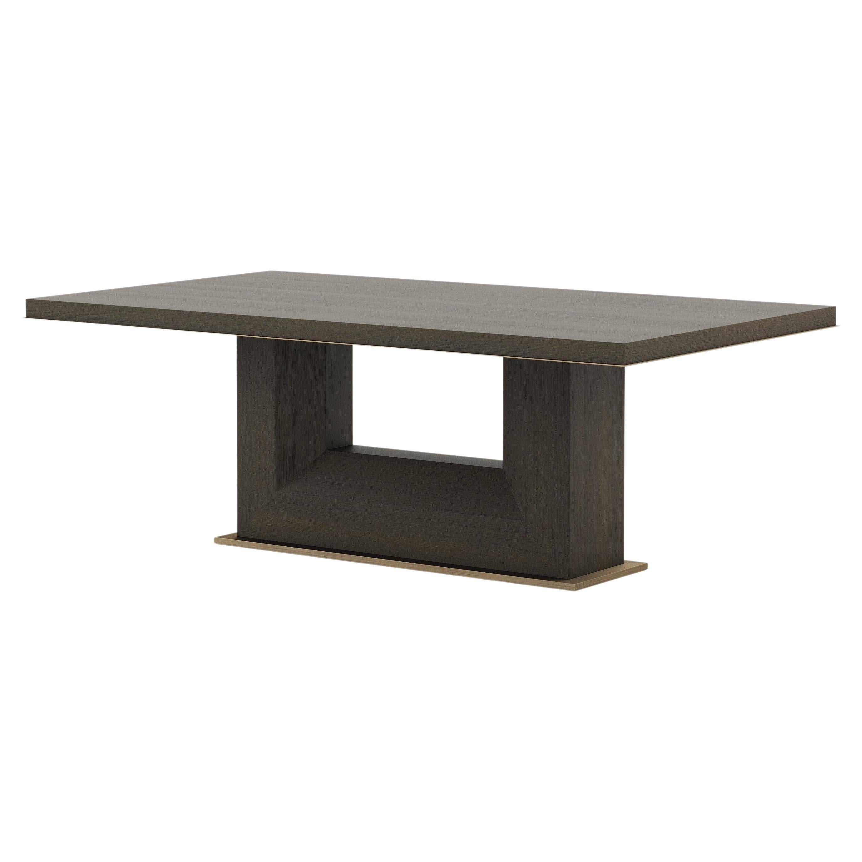 Modern Fortune Dining Table Made with Oak and Brass, Handmade by Stylish Club For Sale