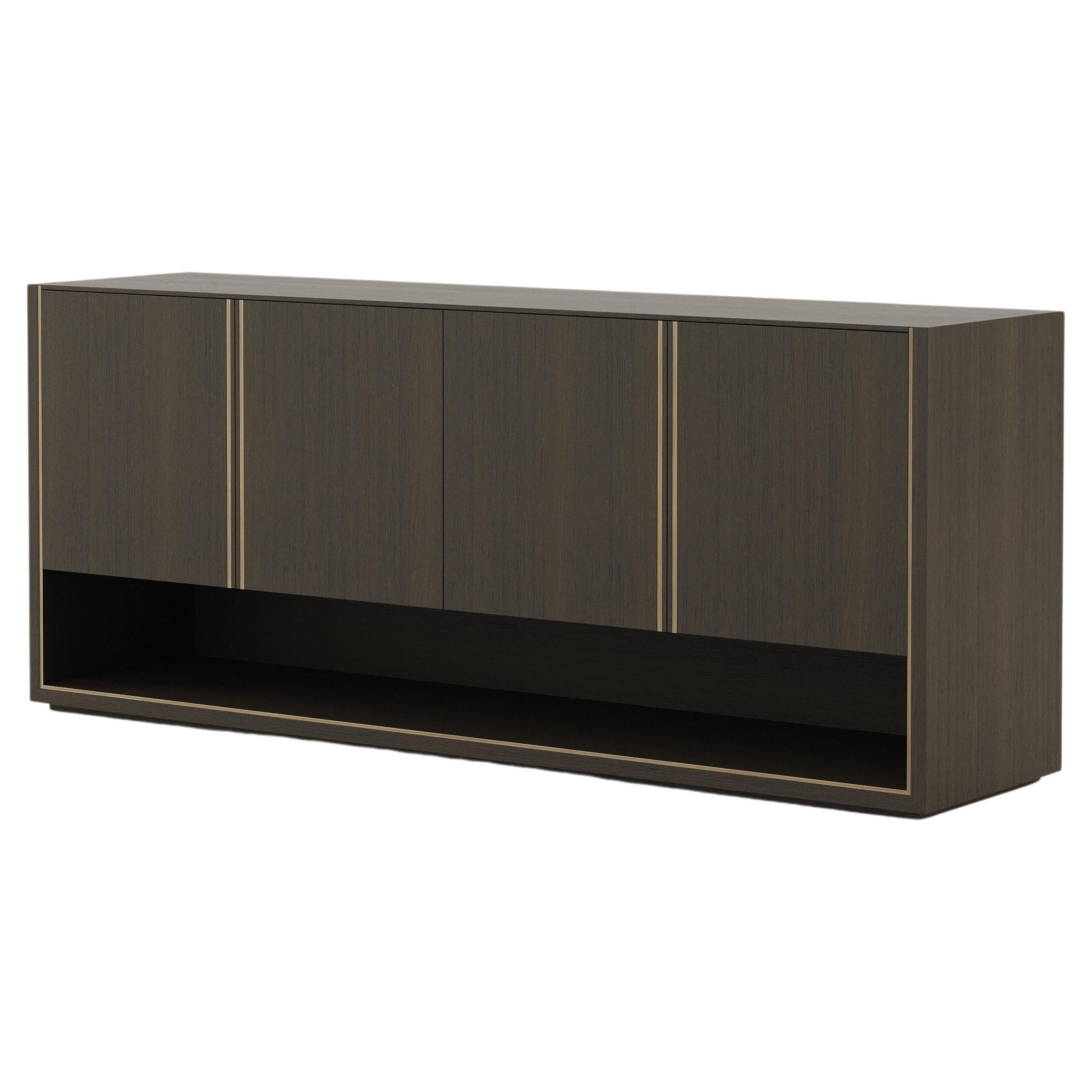 Modern Fortune Sideboard Made with Oak and Brass, Handmade by Stylish Club For Sale