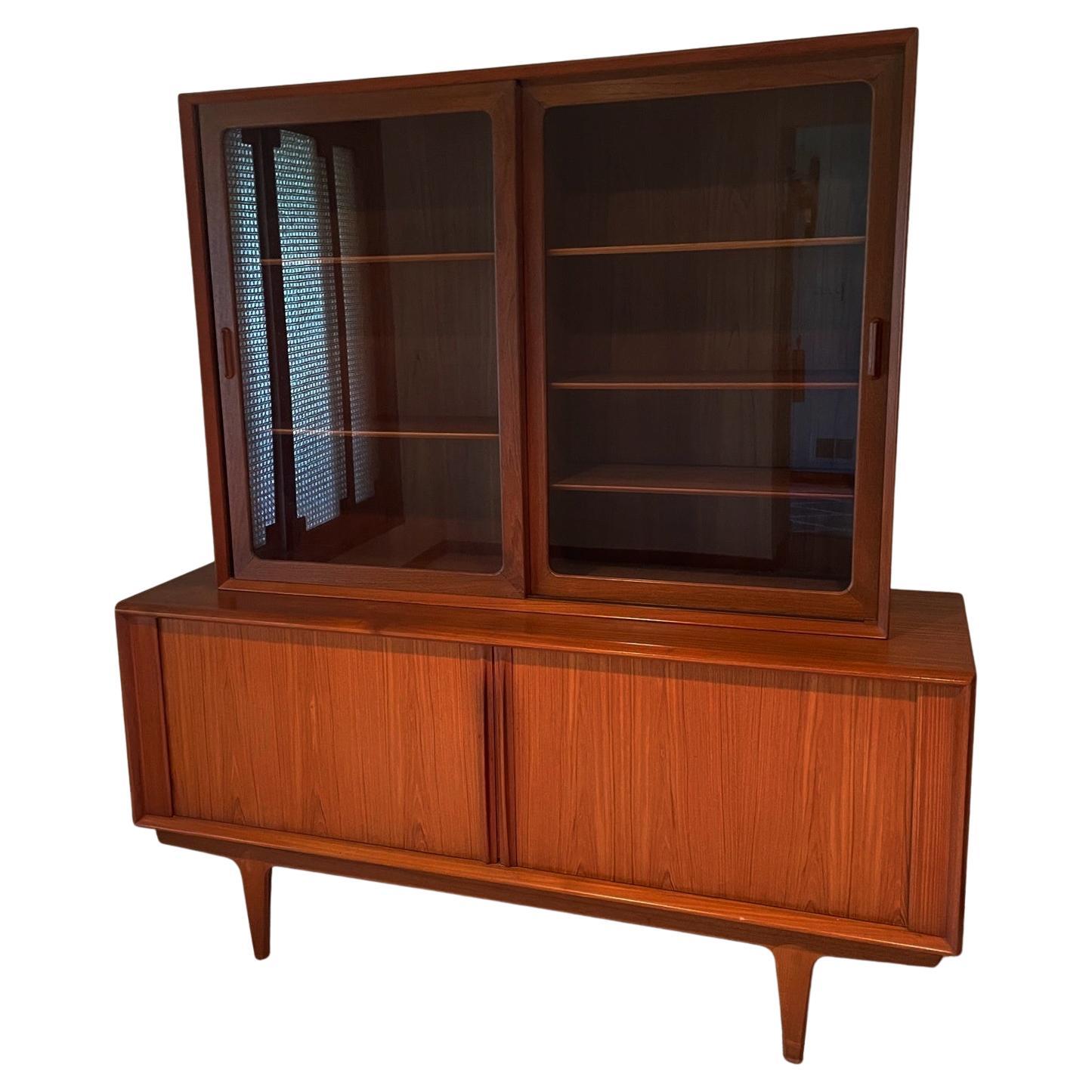 Modern Founders Furniture Company Danish Teak Credenza With Display For Sale