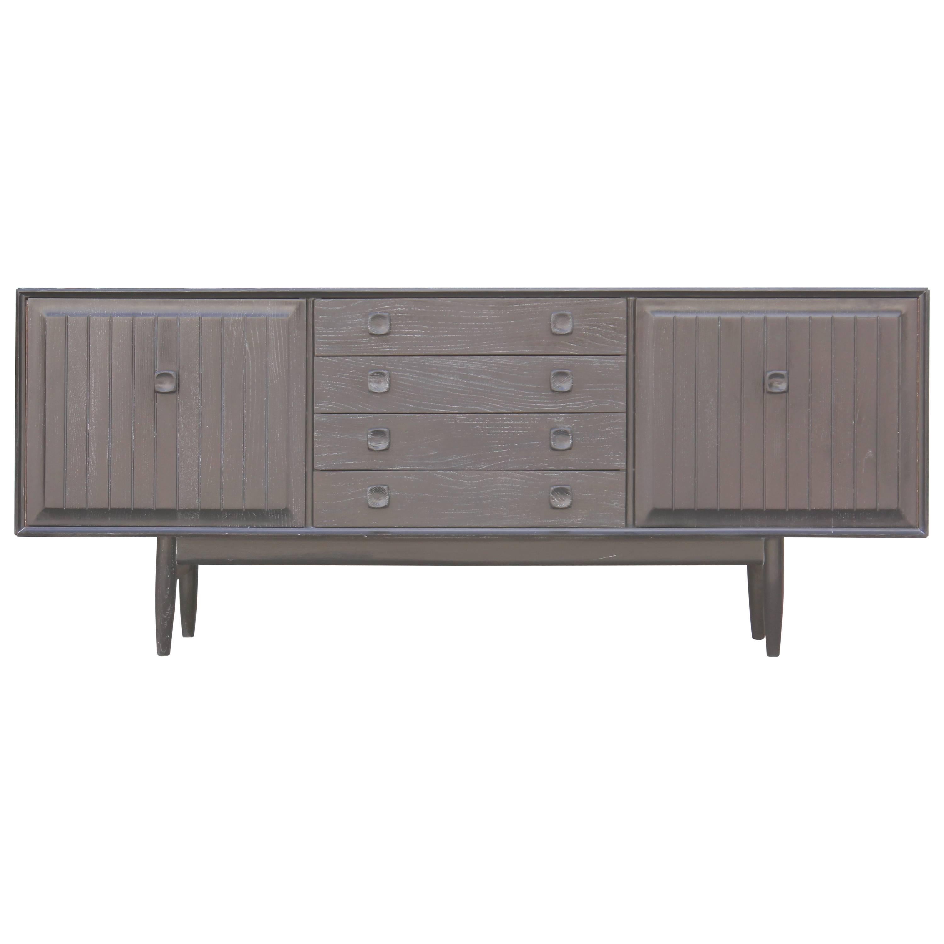 Modern Four-Drawer Credenza / Sideboard with a Cerused Finish