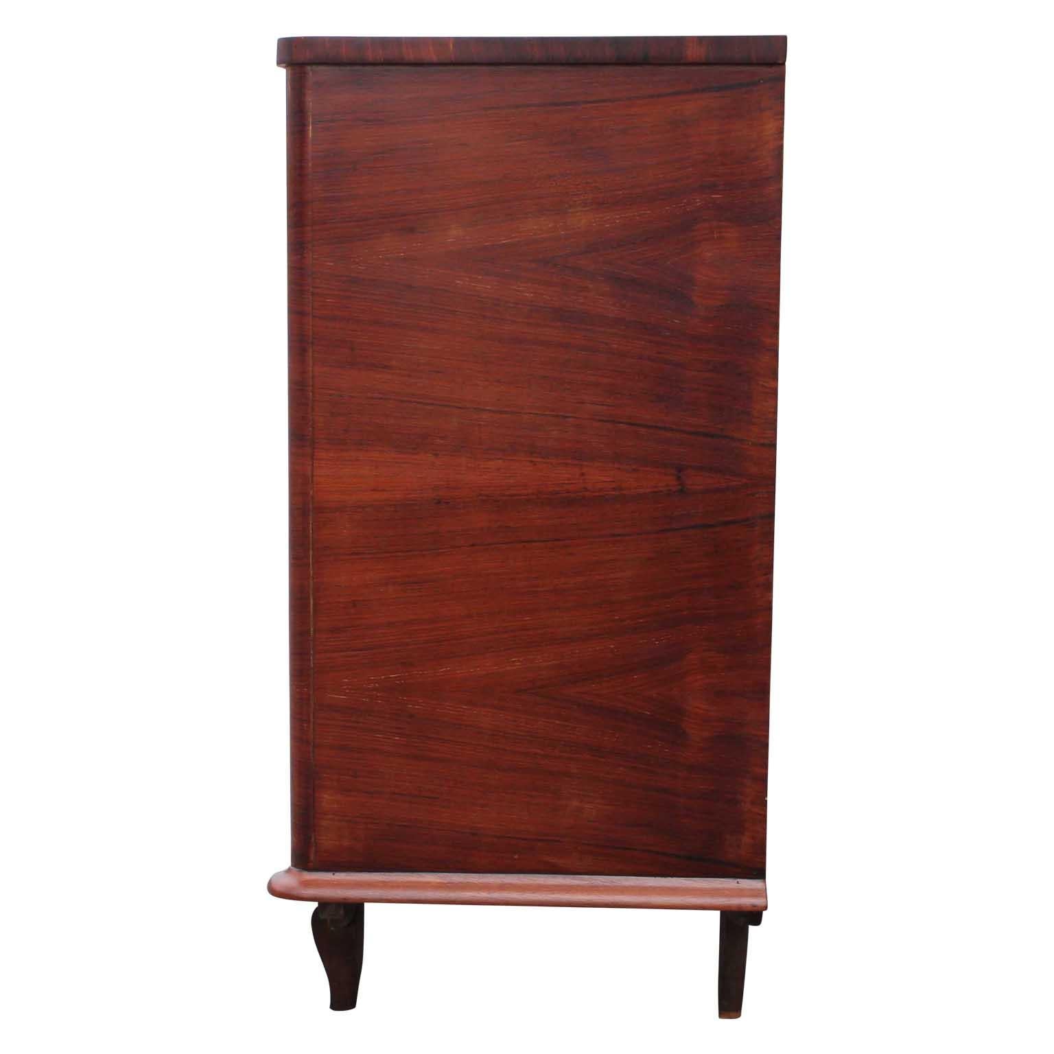 Modern Four-Drawer Italian Parquetry Restored Rosewood Chest In Good Condition In Houston, TX