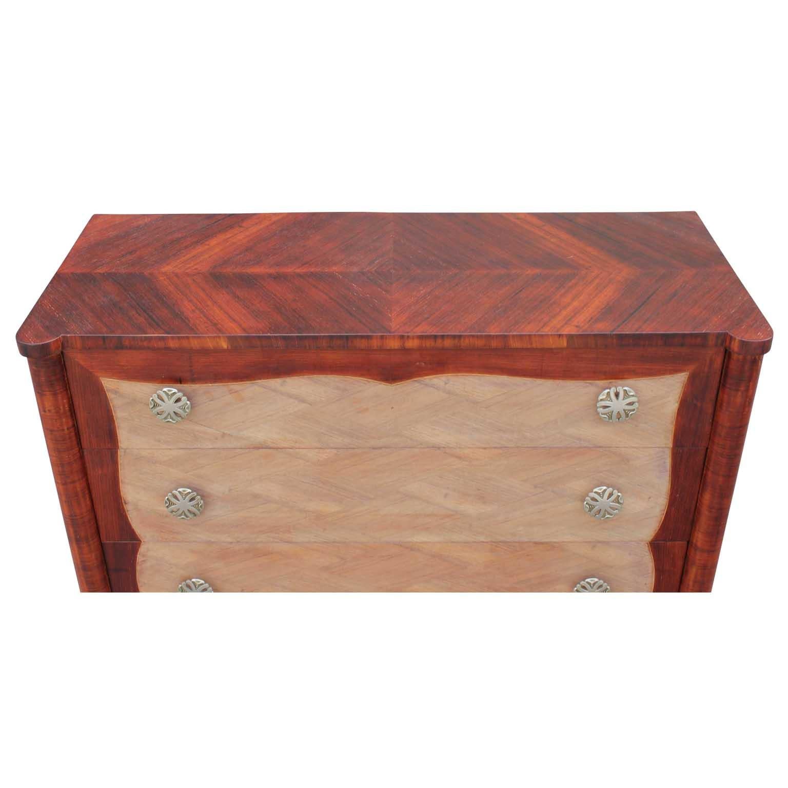Modern Four-Drawer Italian Parquetry Restored Rosewood Chest 1