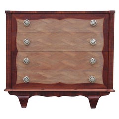 Modern Four-Drawer Italian Parquetry Restored Rosewood Chest