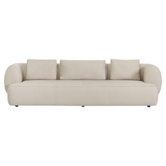 Modern  Four Seaters Sofa Frame Made in Wood Back Frame Leather Customisable 
