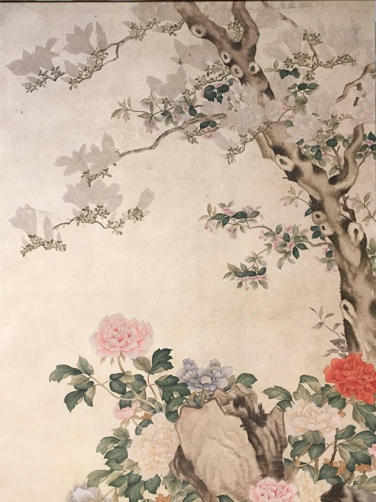 Modern Framed Chinese Hand-Painted Chinoiserie Wallpaper ...