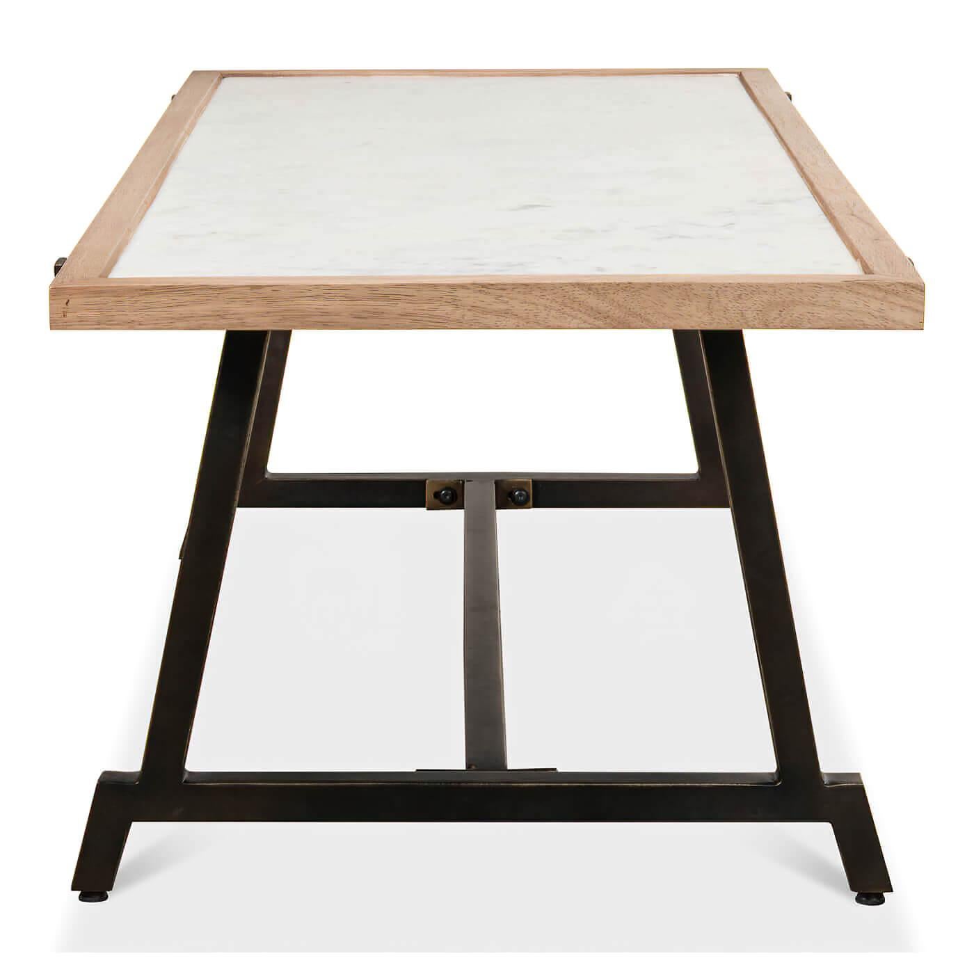 Industrial Modern Framed Marble Top Coffee Table