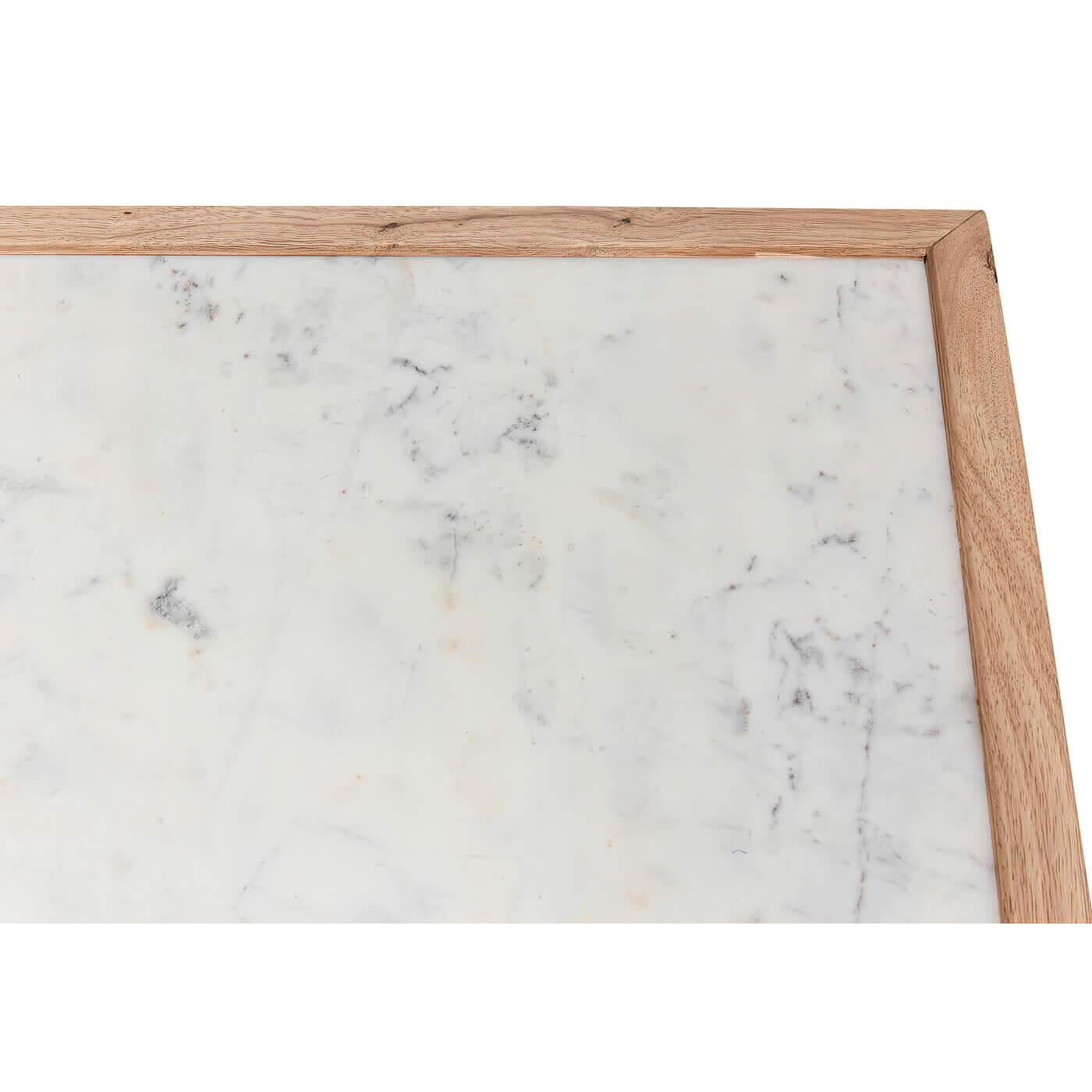 Asian Modern Framed Marble Top Coffee Table