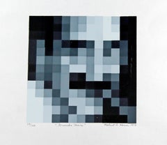 Modern Framed Robert Hover Groucho Marx Pixel Art Seriolithograph Signed, 1973