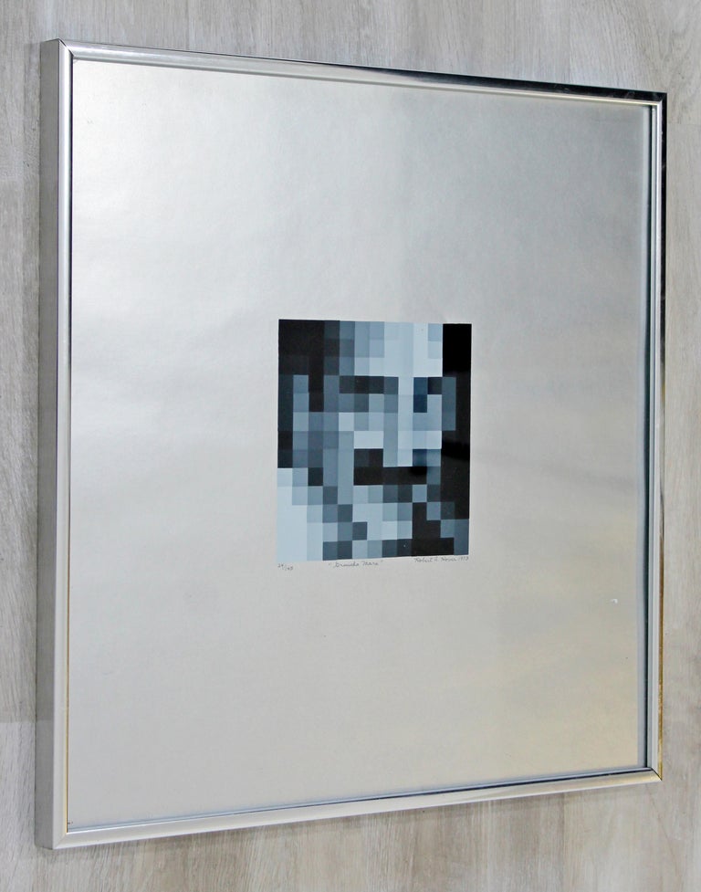 Late 20th Century Modern Framed Robert Hover Groucho Marx Pixel Art Seriolithograph Signed, 1973 For Sale