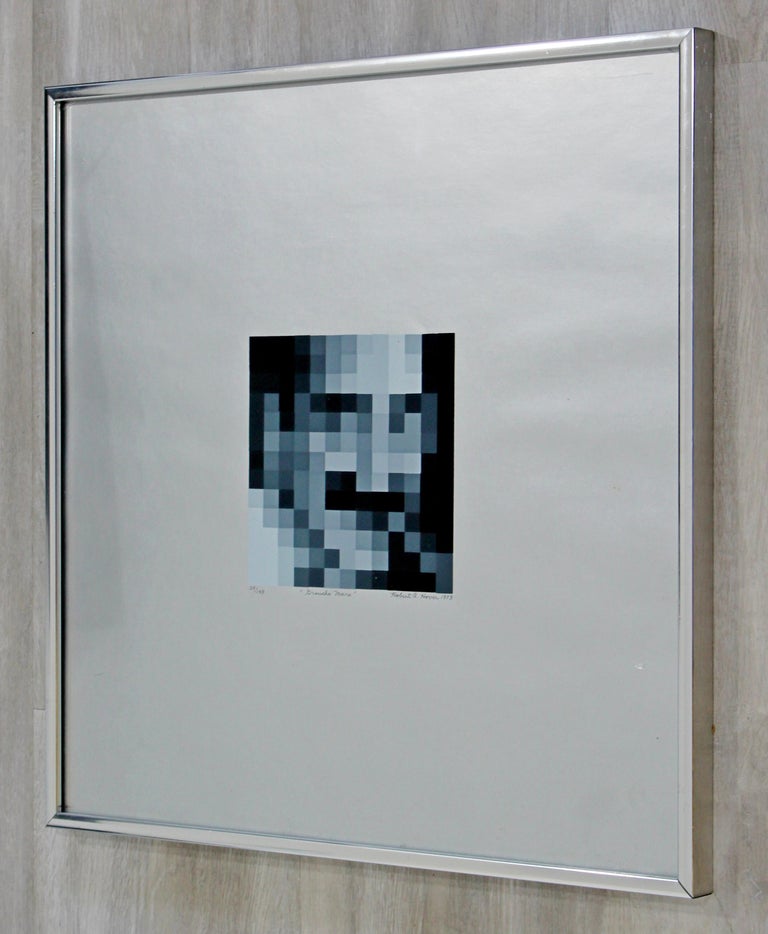 Paper Modern Framed Robert Hover Groucho Marx Pixel Art Seriolithograph Signed, 1973 For Sale