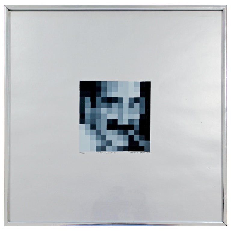 Modern Framed Robert Hover Groucho Marx Pixel Art Seriolithograph Signed, 1973 For Sale
