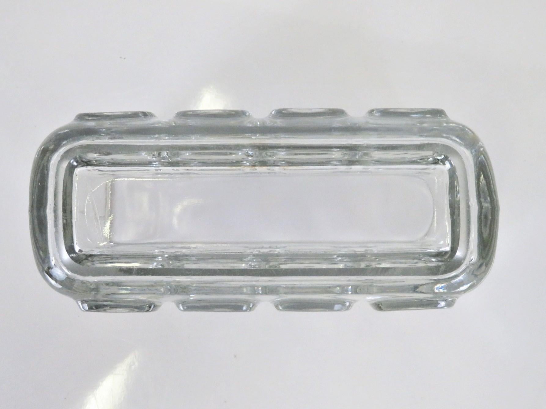 Mid-Century Modern Modern Frantisek Vizner Sklo Union Libochovice Rectangular Pressed Glass Vessel