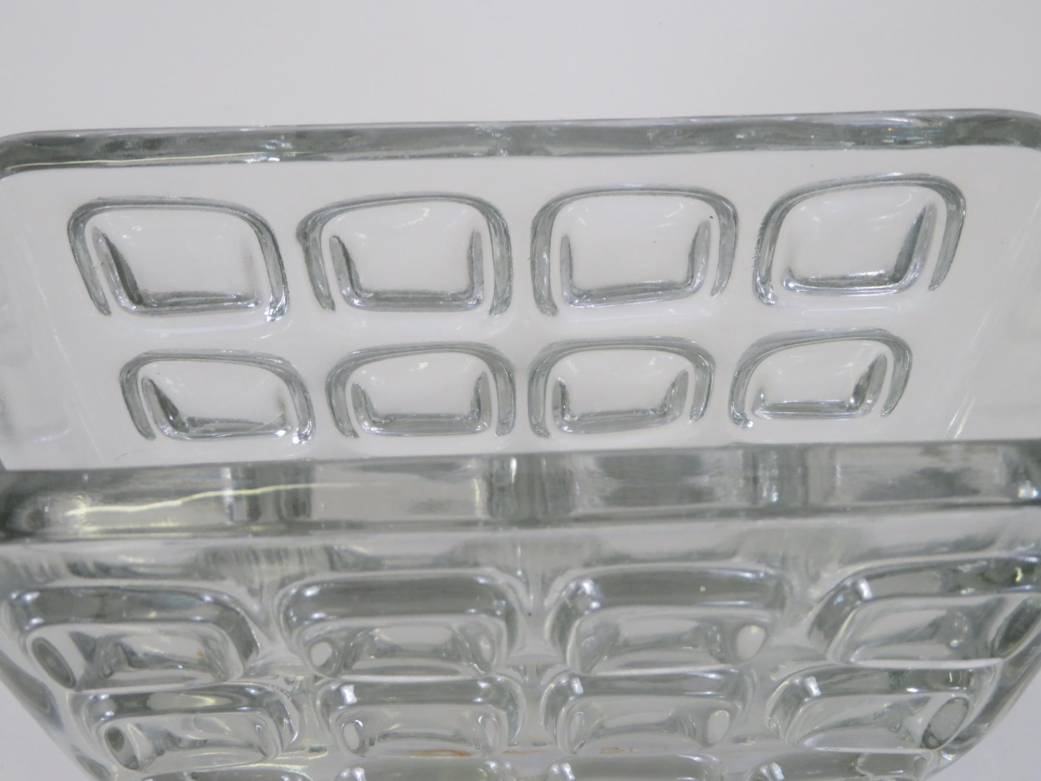 Modern Frantisek Vizner Sklo Union Libochovice Rectangular Pressed Glass Vessel In Good Condition In Miami, FL