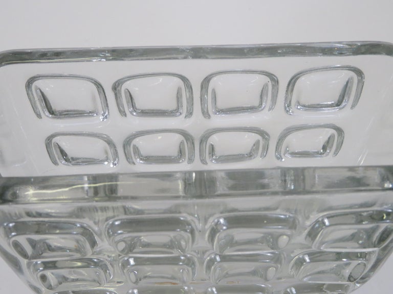 Mid-20th Century Modern Frantisek Vizner Sklo Union Libochovice Rectangular Pressed Glass Vessel