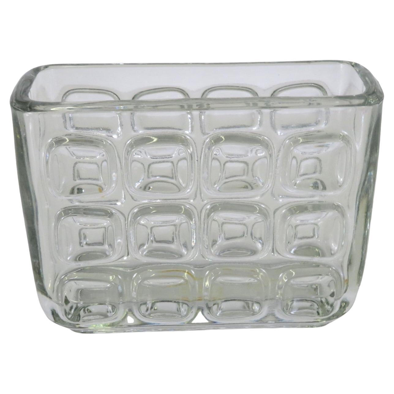 Modern Frantisek Vizner Sklo Union Libochovice Rectangular Pressed Glass Vessel