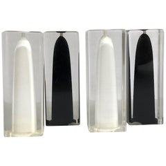 Retro Modern Fratelli Guzzini 2 Pairs Thick Lucite Salt and Pepper Shakers, Italy 1970