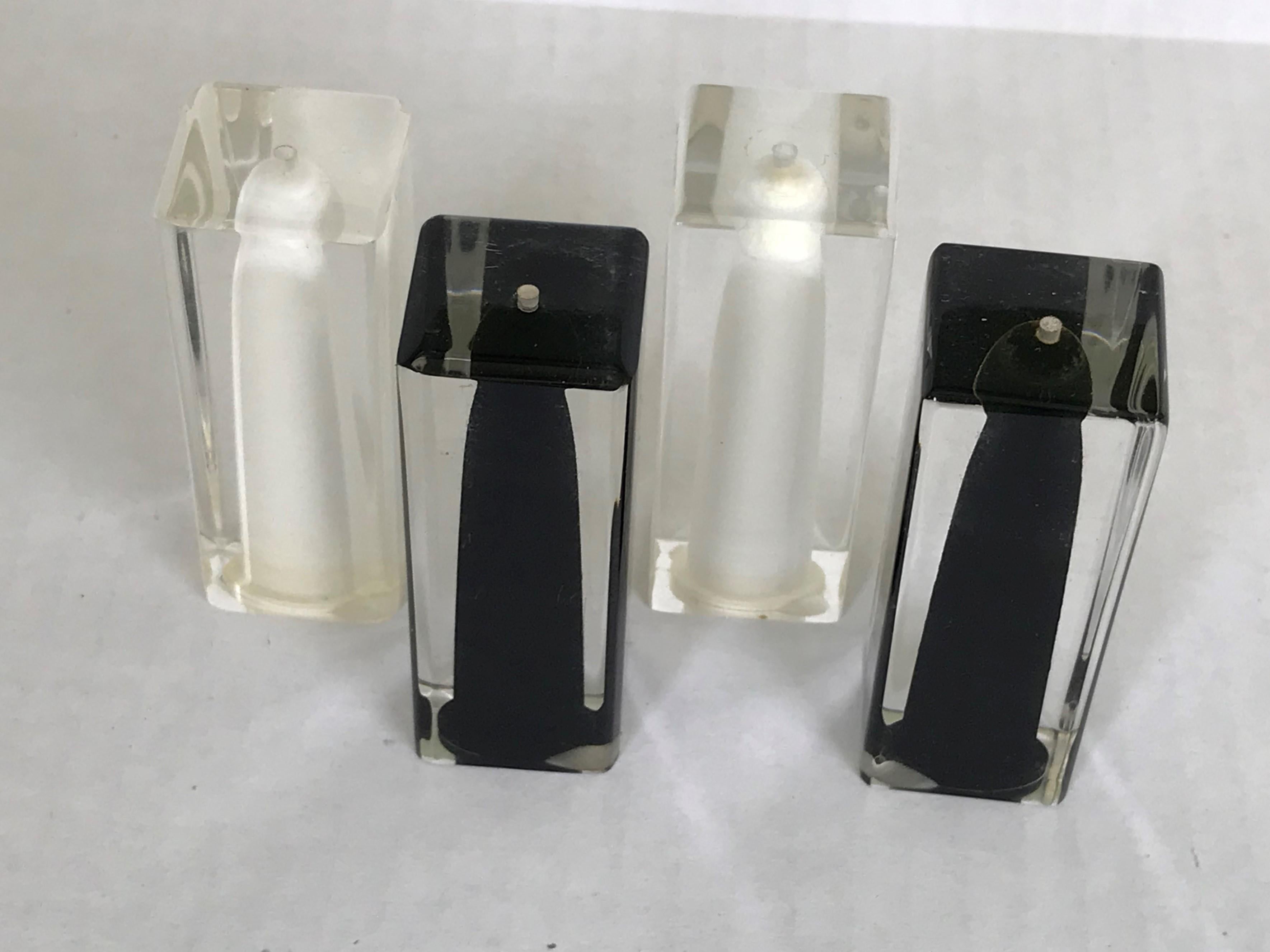lucite salt and pepper shakers