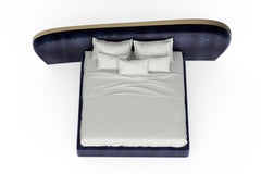 Modern Eucalypthus Bed US King, Brass, Silk Velvet Handmade Portugal Greenapple