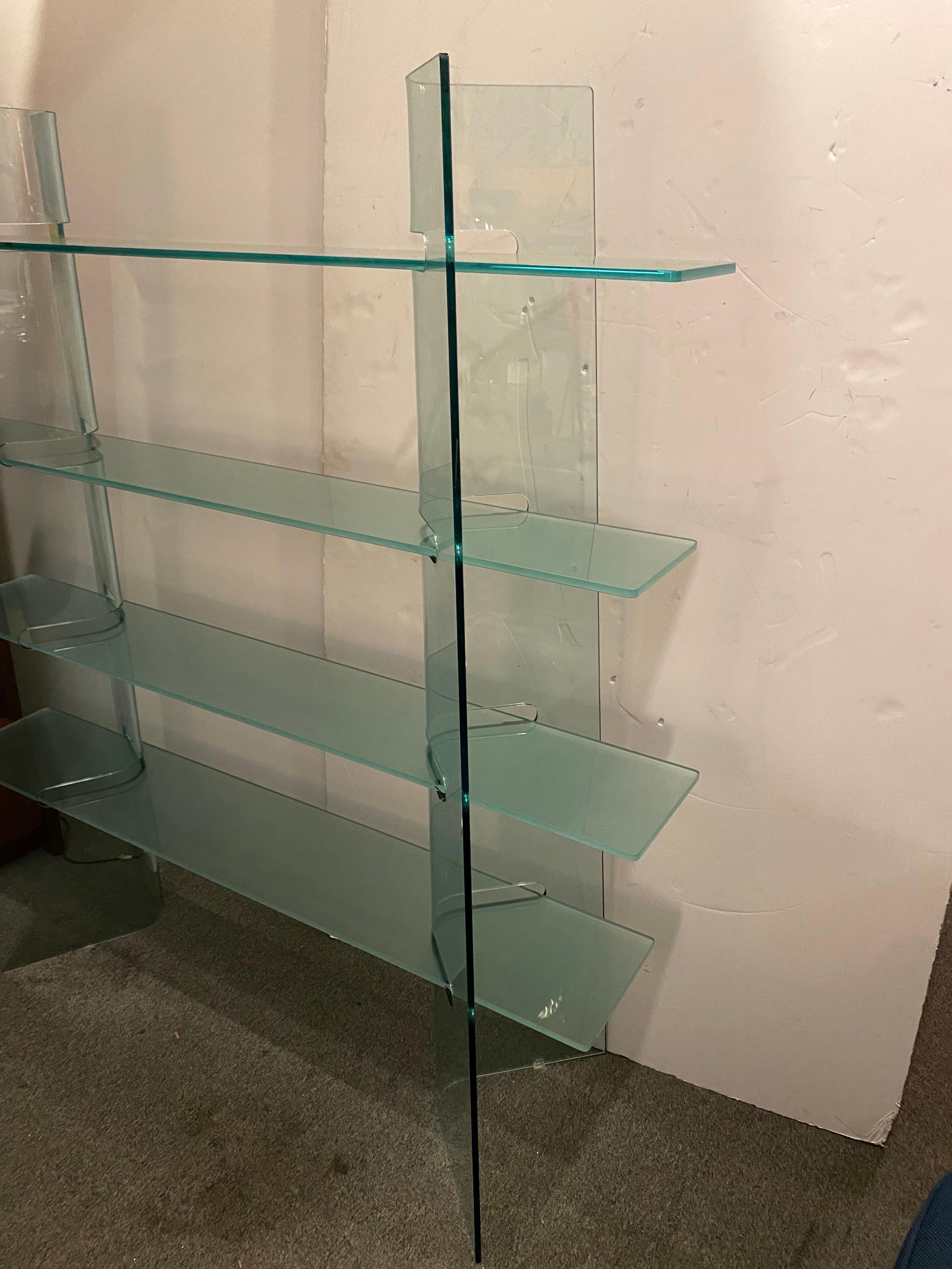 Late 20th Century Modern Free-Standing Glass Shelf For Sale
