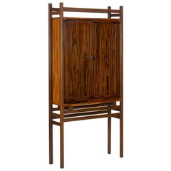 Modern Freestanding Dovetailed Mahogany and Ebony Bookcase Cabinet by John Hein