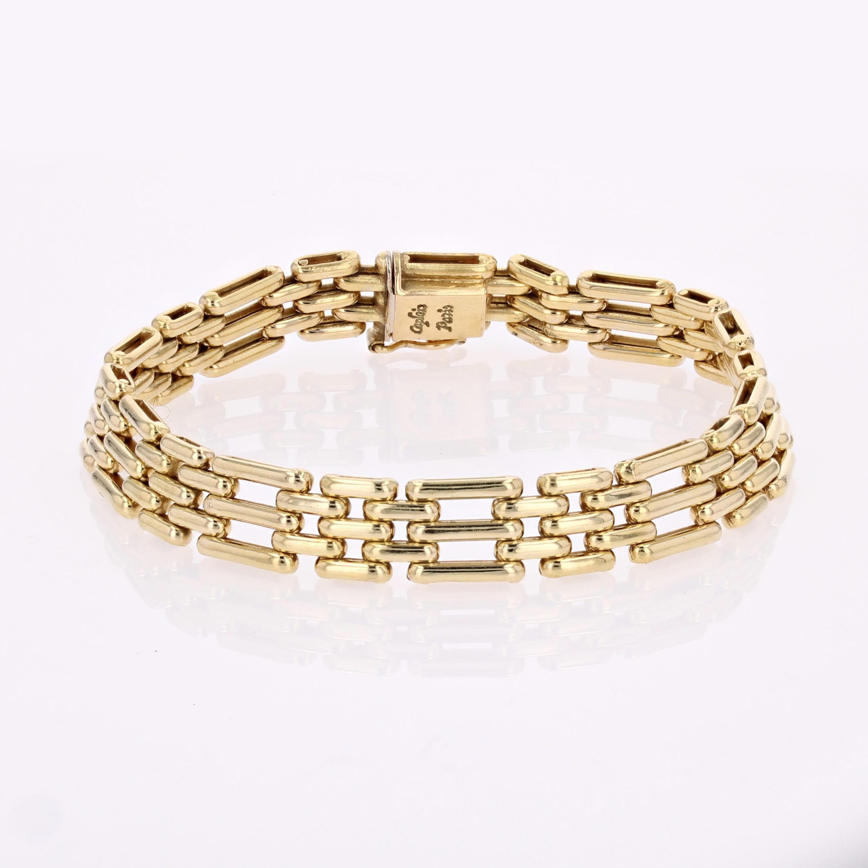 Cabochon Bracciale moderno francese in oro giallo 18 carati A Link
