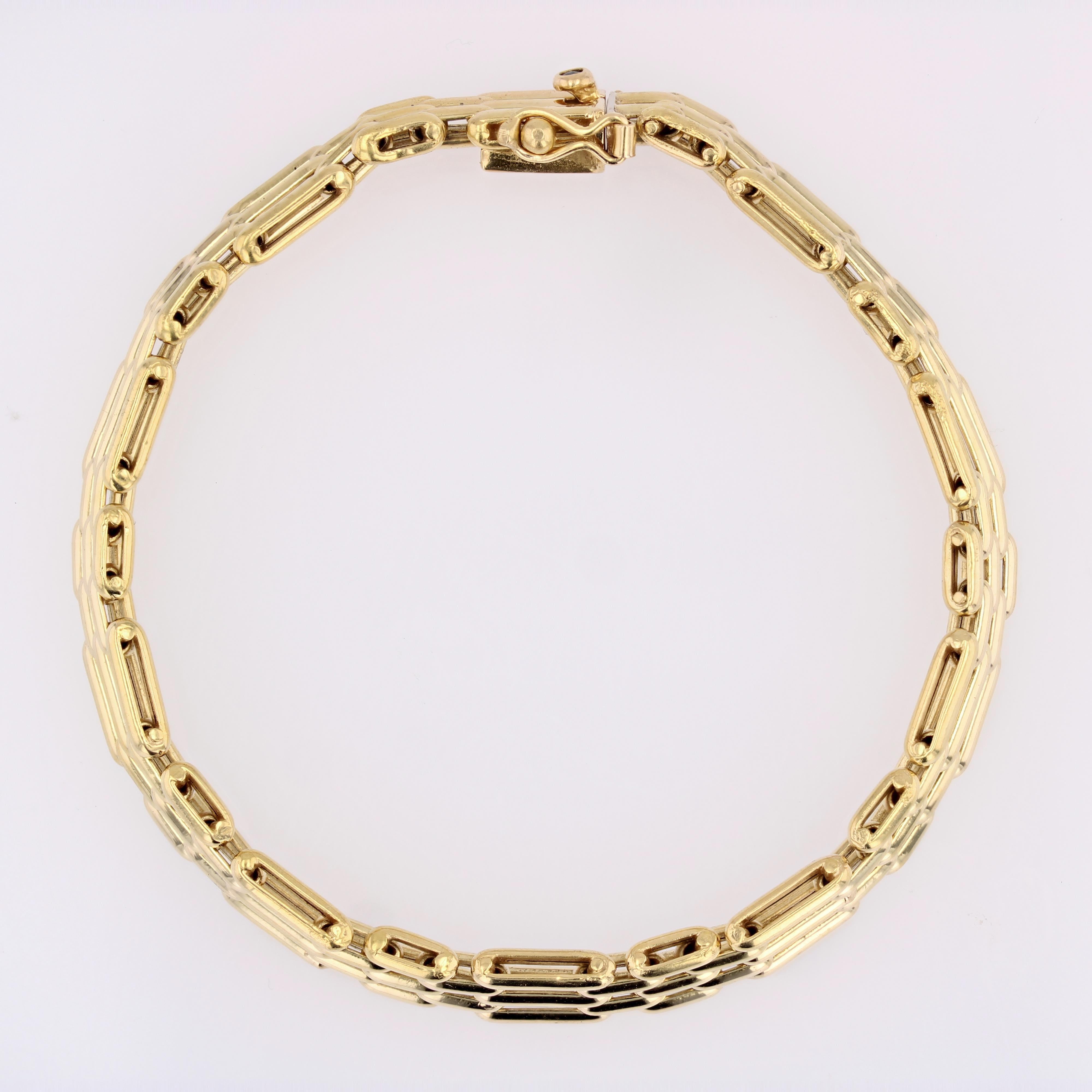 Bracciale moderno francese in oro giallo 18 carati A Link 2