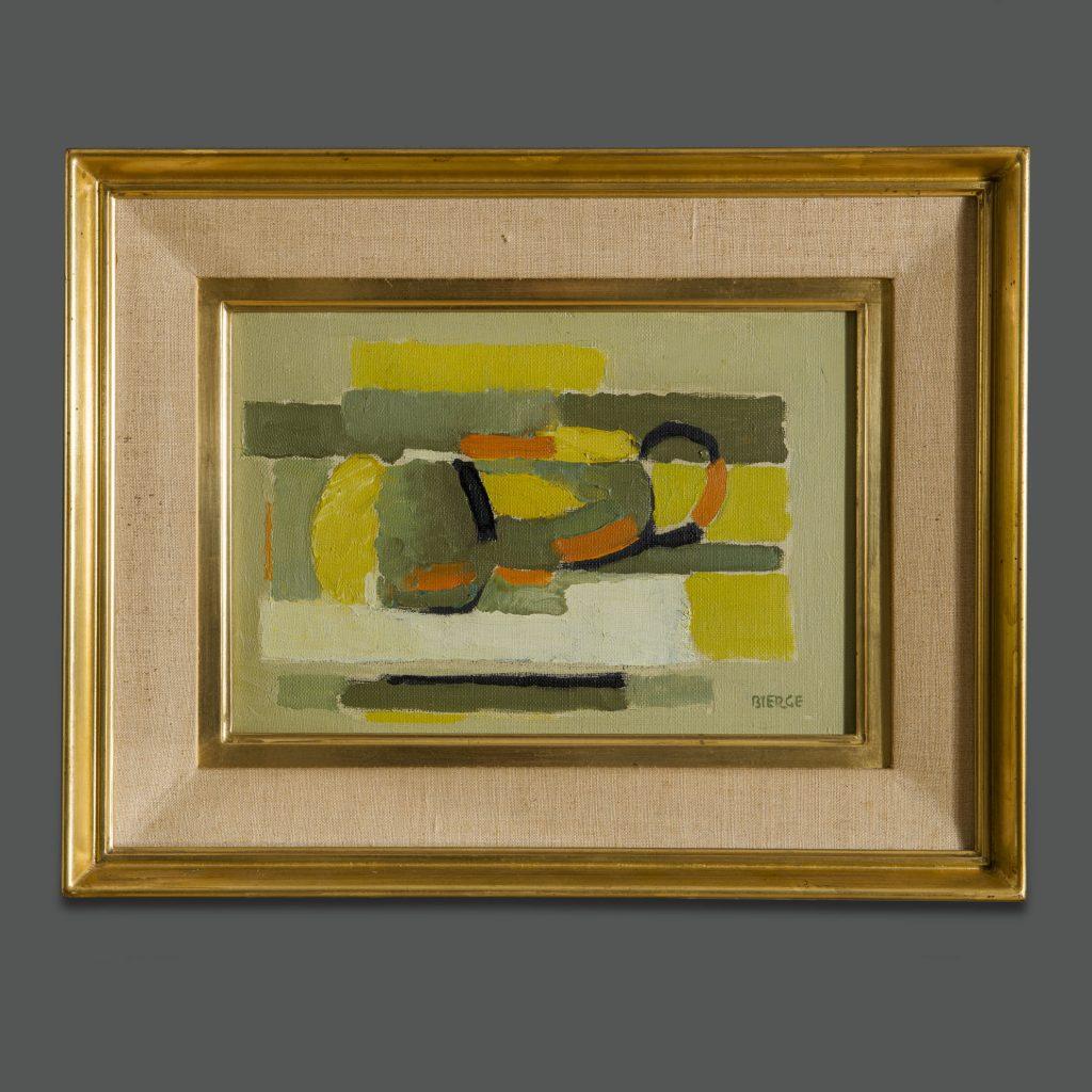 Französisches abstraktes Stillleben der Moderne, abstraktes Gemälde von Roland Bierge (Moderne der Mitte des Jahrhunderts) im Angebot