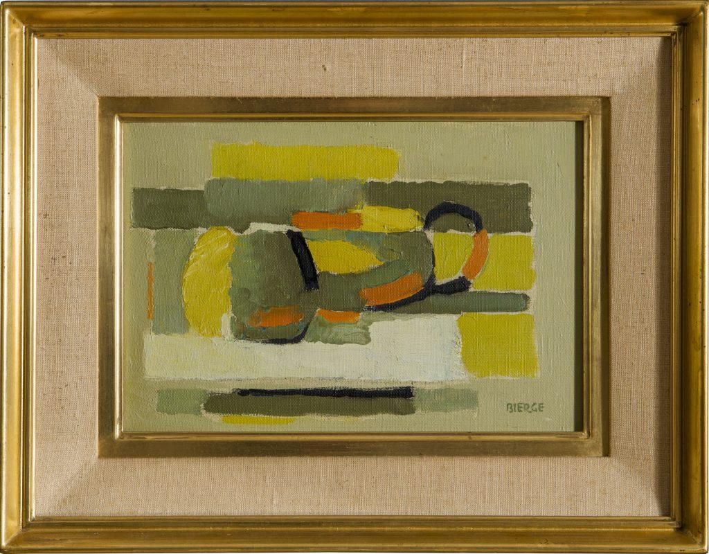 Französisches abstraktes Stillleben der Moderne, abstraktes Gemälde von Roland Bierge (20. Jahrhundert) im Angebot