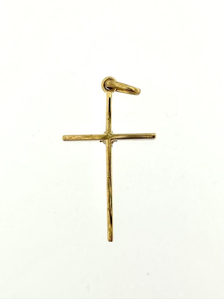 Brilliant Cut Modern French Cross in 18Kt Yellow Gold with Diamond For Sale