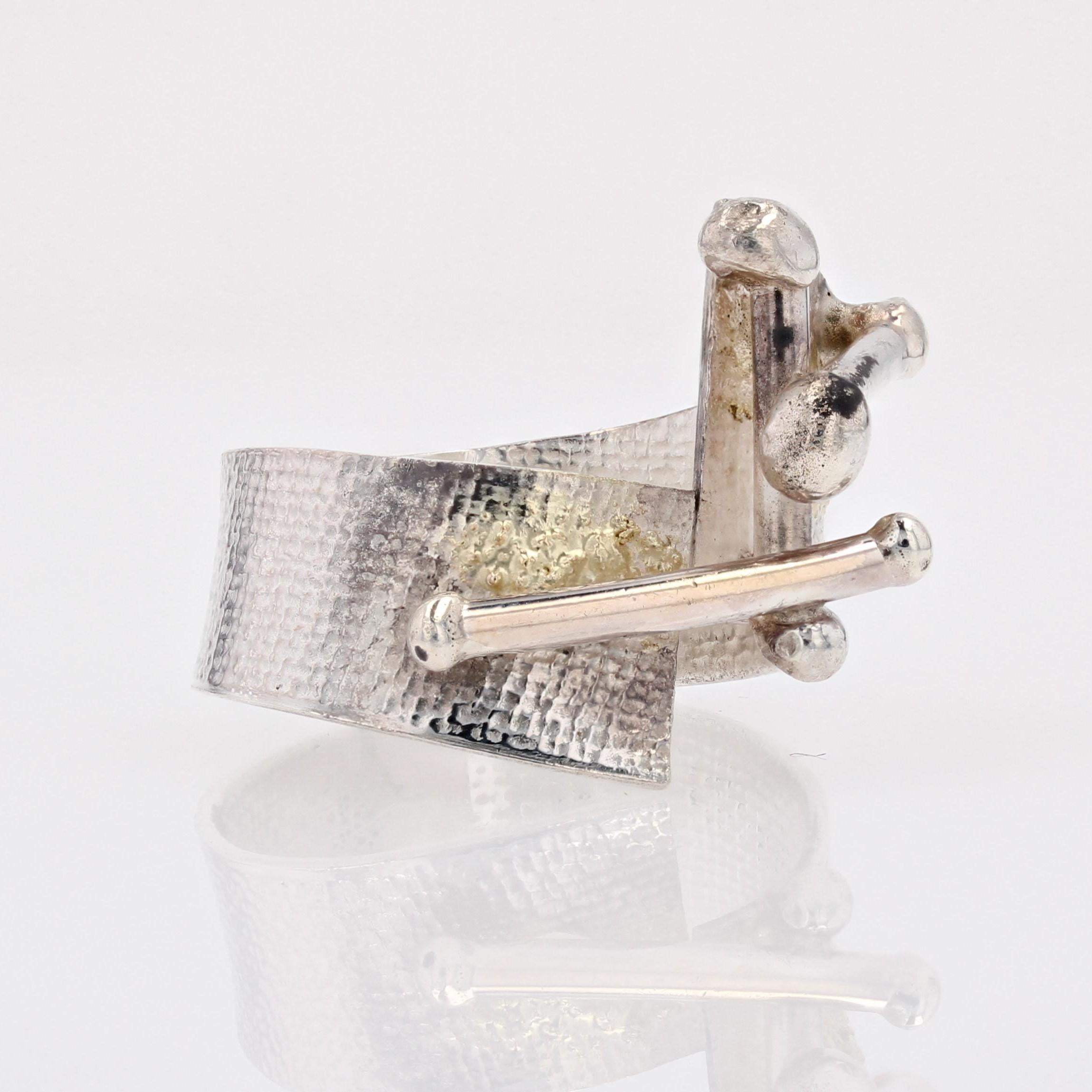 Anello asimmetrico in argento di design moderno francese In condizioni buone in vendita a Poitiers, FR