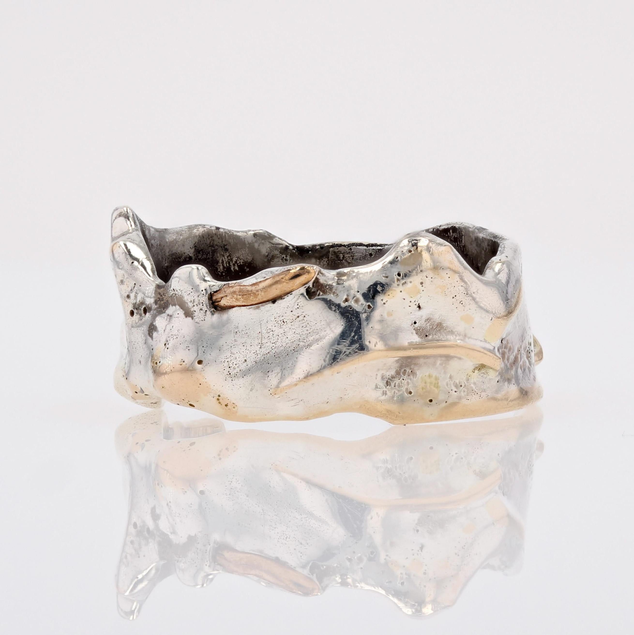 Moderno Anello Bangle in argento di design moderno francese in vendita