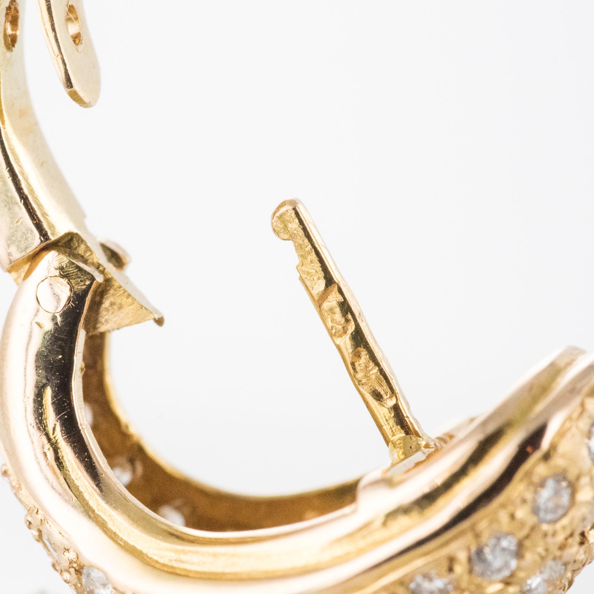 Modern French Diamonds 18 Karat Rose Gold Curved Earrings 7
