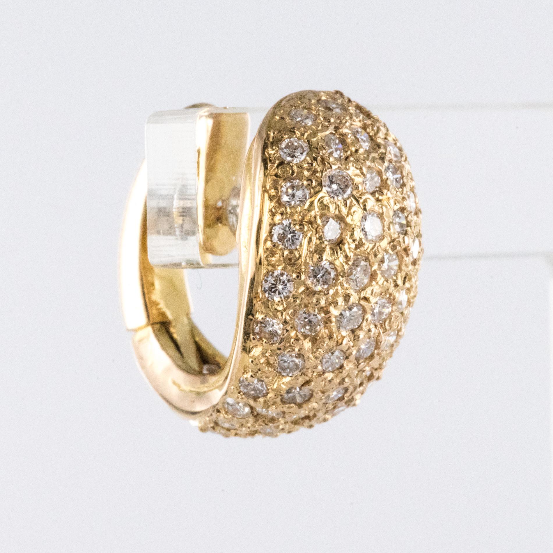 Modern French Diamonds 18 Karat Rose Gold Curved Earrings 3