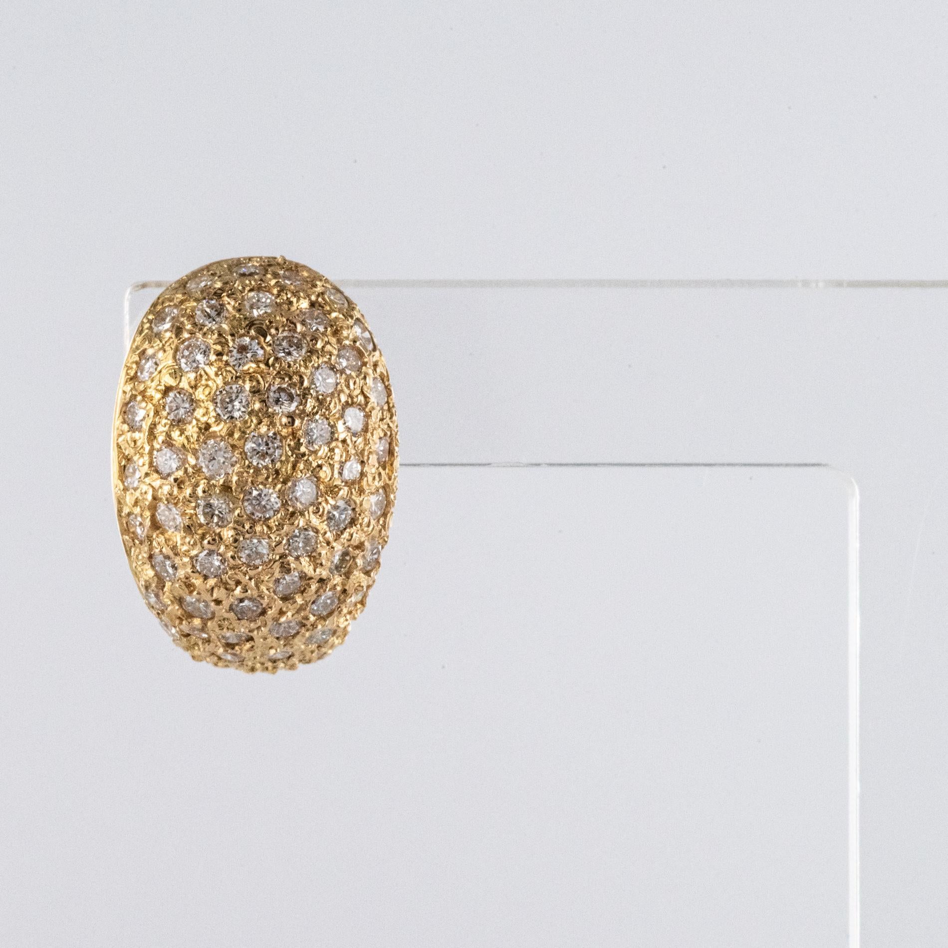 Modern French Diamonds 18 Karat Rose Gold Curved Earrings 5