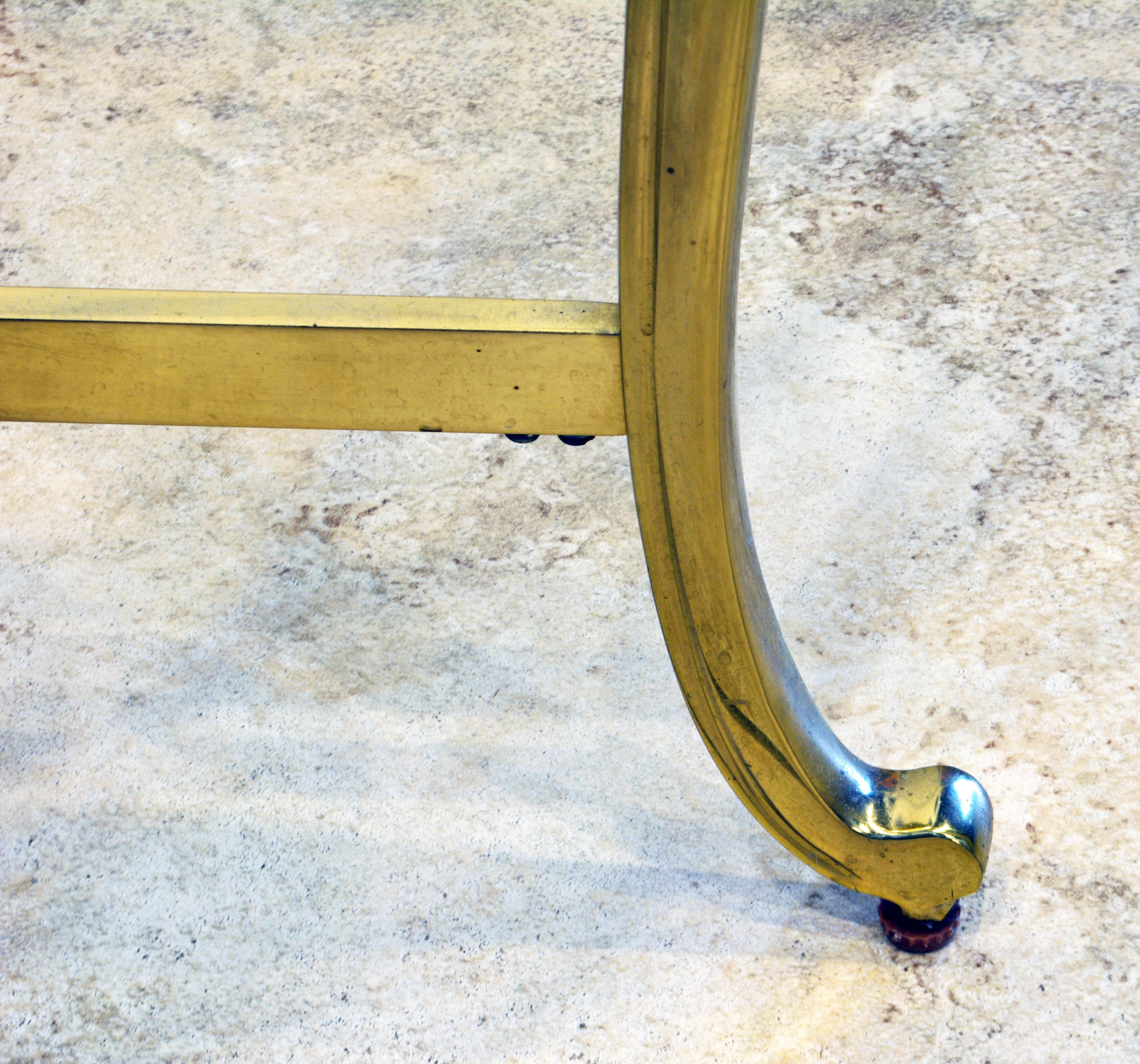Modern French Louis XV Inspired Solid Brass Demi Lune Glass Top Console Table 3