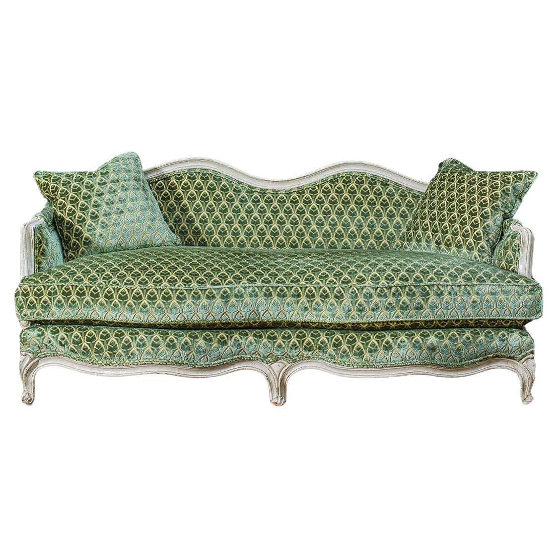 Modern French Louis XV Style Hand-Carved Painted Sofa - Customisable