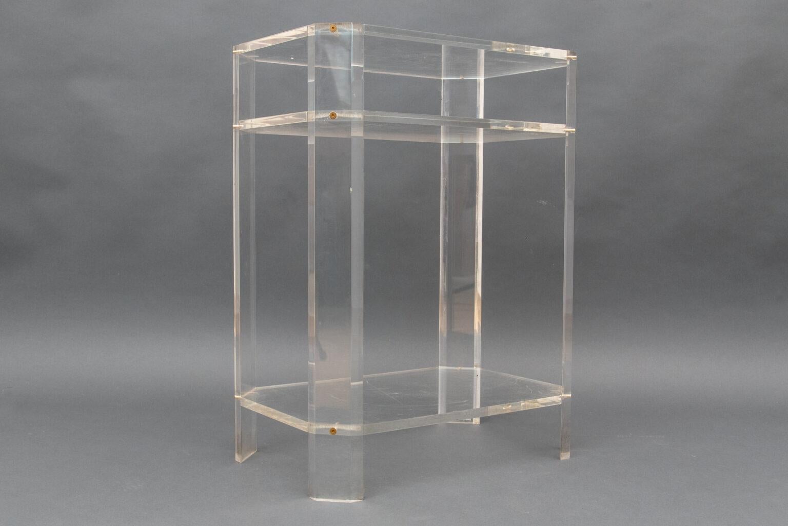 Modern French Lucite Étagère Three Shelves by David Lange In Good Condition In Roma, IT