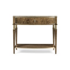 Modern French Marble Top Walnut Nightstands