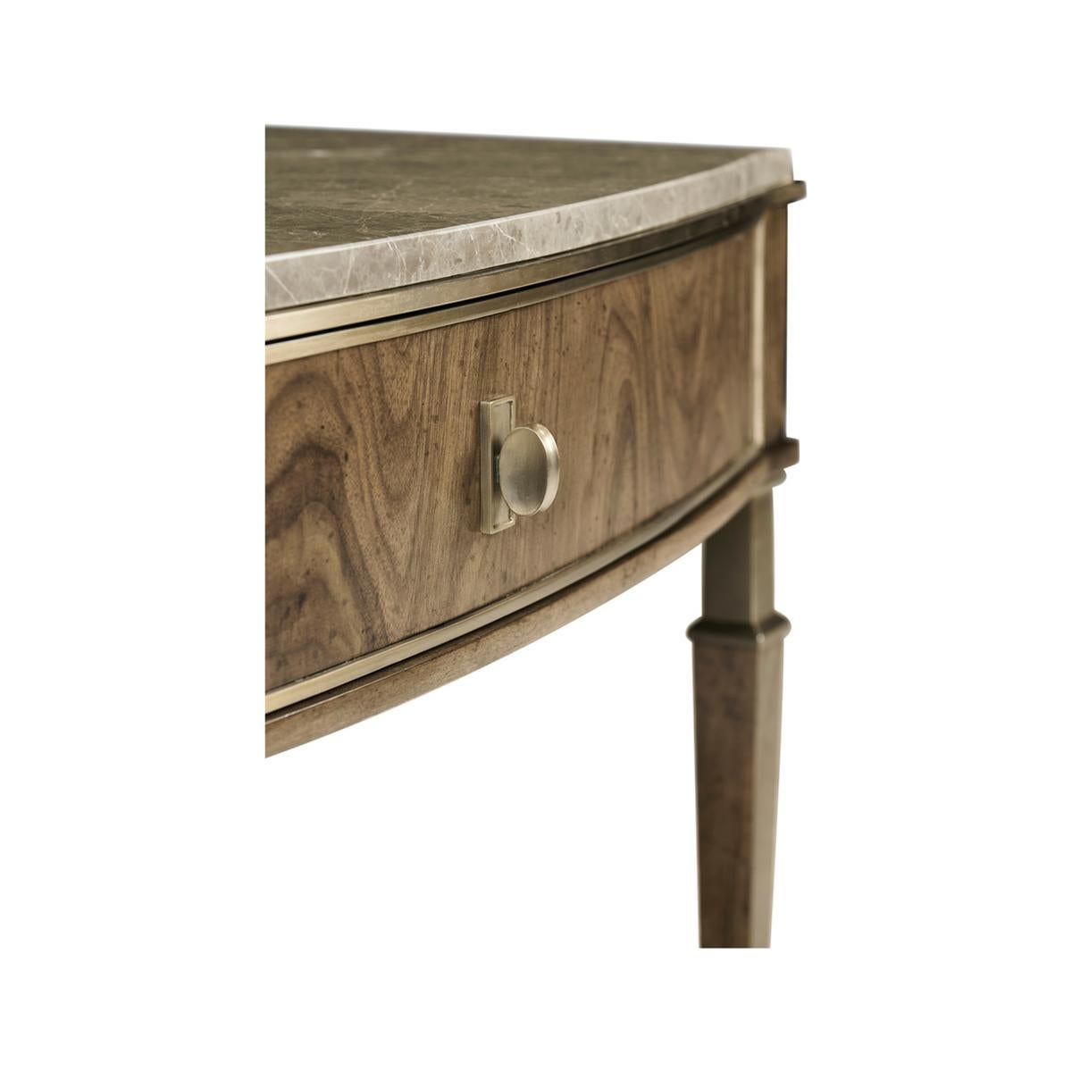 Vietnamese Modern French Marble Top Walnut Nightstands For Sale