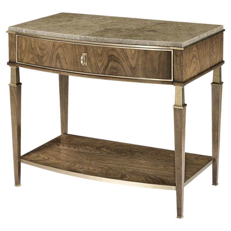 Modern French Marble Top Walnut Nightstands