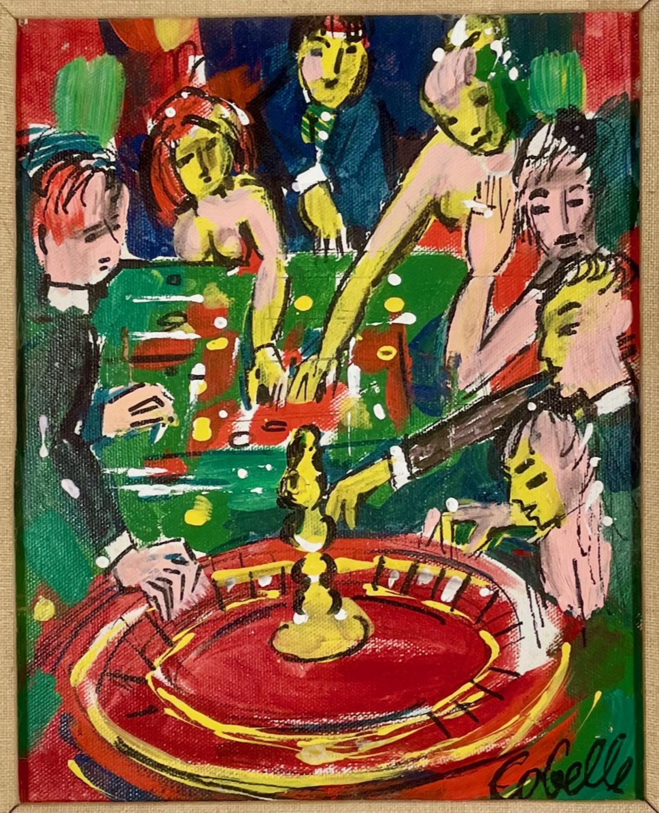 Modern French Master painting “Casino” signed Cobelle (1902-1994).

The game of Roulette is captured in this exciting painting by one of the last great artists of the Open Line School of Paris. Charles Cobelle favored subjects, Paris street
