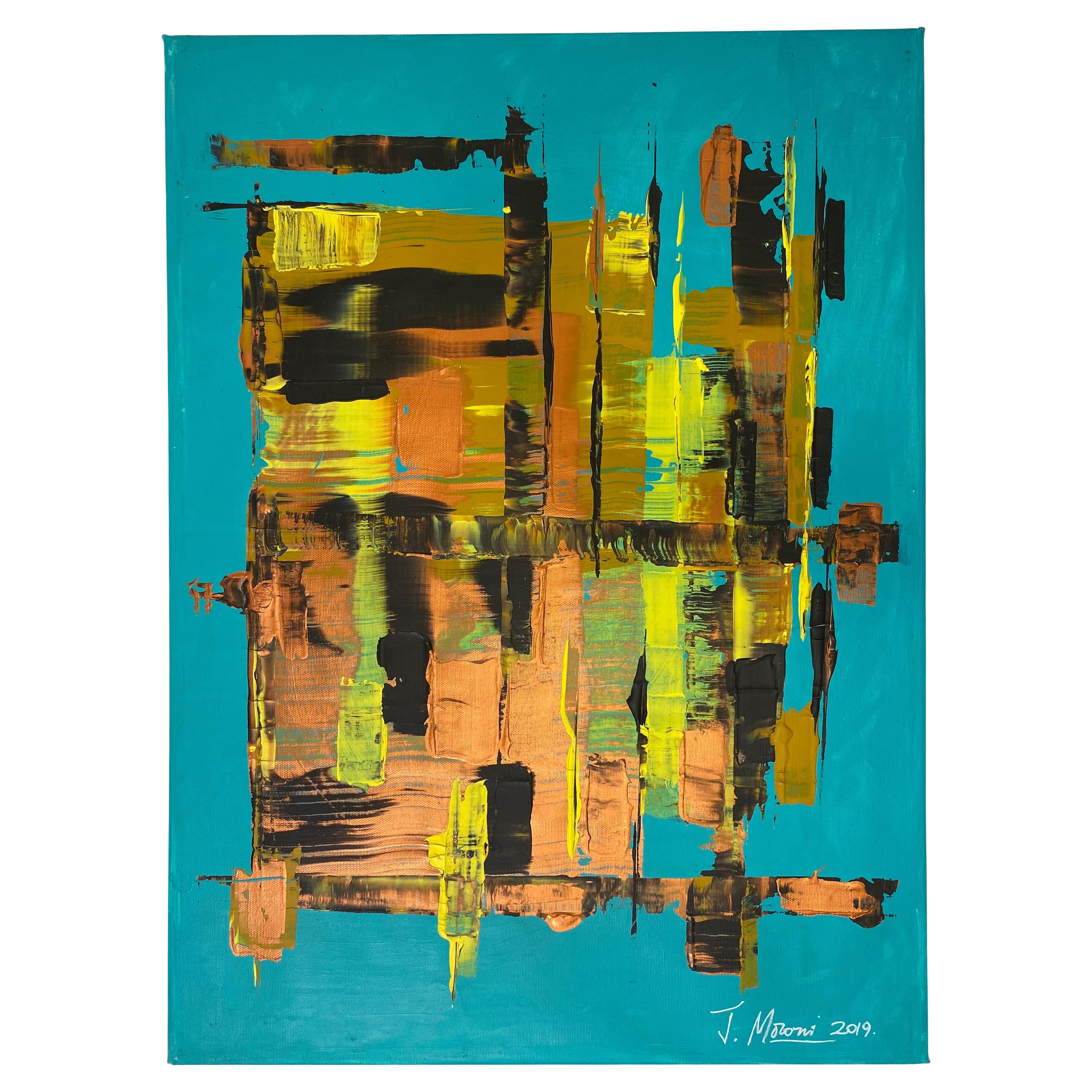 Quadro astratto francese moderno firmato J. Moroni in vendita